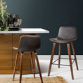 Load image into Gallery viewer, Artiss Set of 2 PU Leather Bar Stools Square Footrest - Wood and Brown