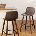 Load image into Gallery viewer, Artiss Set of 2 PU Leather Bar Stools Square Footrest - Wood and Brown