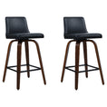 Load image into Gallery viewer, Artiss Set of 2 Wooden PU Leather Bar Stool - Black and Brown Wood Legs