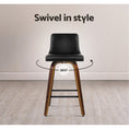 Load image into Gallery viewer, Artiss Set of 2 Wooden PU Leather Bar Stool - Black and Brown Wood Legs