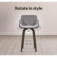 Load image into Gallery viewer, Artiss Velvet Bar Stool Swivel - Grey and Wood