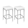Load image into Gallery viewer, Artiss Set of 2 PU Leather Backless Bar Stools - White and Chrome