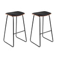 Load image into Gallery viewer, Artiss Set of 2 Backless PU Leather Bar Stools - Black and Wood