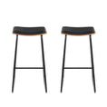 Load image into Gallery viewer, Artiss Set of 2 Backless PU Leather Bar Stools - Black and Wood