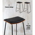 Load image into Gallery viewer, Artiss Set of 2 Backless PU Leather Bar Stools - Black and Wood