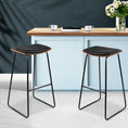 Load image into Gallery viewer, Artiss Set of 2 Backless PU Leather Bar Stools - Black and Wood