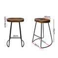 Load image into Gallery viewer, Artiss Set of 2 Elm Wood Backless Bar Stools 65cm - Black and Dark Natural