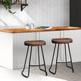 Load image into Gallery viewer, Artiss Set of 2 Elm Wood Backless Bar Stools 65cm - Black and Dark Natural