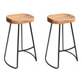 Load image into Gallery viewer, Artiss Set of 2 Elm Wood Backless Bar Stools 65cm - Black and Light Natural