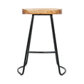 Load image into Gallery viewer, Artiss Set of 2 Elm Wood Backless Bar Stools 65cm - Black and Light Natural