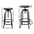 Load image into Gallery viewer, Artiss Set of 2 Bar Stool Industrial Round Seat Wood Metal - Black and Brown