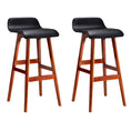 Load image into Gallery viewer, Artiss Set of 2 PU Leather Wood Wave Style Bar Stool - Black