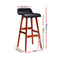 Load image into Gallery viewer, Artiss Set of 2 PU Leather Wood Wave Style Bar Stool - Black