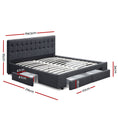 Load image into Gallery viewer, Artiss Bed Frame King Size with 4 Drawers Charcoal AVIO
