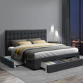 Load image into Gallery viewer, Artiss Bed Frame King Size with 4 Drawers Charcoal AVIO