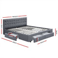 Load image into Gallery viewer, Artiss Bed Frame King Size with 4 Drawers Grey AVIO