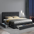 Load image into Gallery viewer, Artiss Bed Frame Queen Size with 4 Drawers Charcoal AVIO