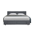 Load image into Gallery viewer, Artiss Bed Frame Queen Size with 4 Drawers Grey AVIO