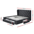 Load image into Gallery viewer, Artiss Bed Frame Queen Size with 4 Drawers Charcoal MILA