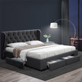 Load image into Gallery viewer, Artiss Bed Frame Queen Size with 4 Drawers Charcoal MILA