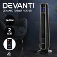 Load image into Gallery viewer, 2400W Electric Ceramic Tower Cold and Fan Heater Remote Control Portable Oscillating Black