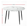 Load image into Gallery viewer, Artiss Dining Table Round Wooden Table With Marble Effect Metal Legs 110CM White