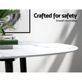 Load image into Gallery viewer, Artiss Dining Table Round Wooden Table With Marble Effect Metal Legs 110CM White