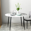 Load image into Gallery viewer, Artiss Dining Table Round Wooden Table With Marble Effect Metal Legs 110CM White