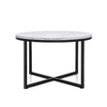 Load image into Gallery viewer, Artiss Coffee Table Marble Effect Side Tables Bedside Round Black Metal 70X70CM
