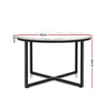 Load image into Gallery viewer, Artiss Coffee Table Marble Effect Side Tables Bedside Round Black Metal 70X70CM