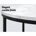 Load image into Gallery viewer, Artiss Coffee Table Marble Effect Side Tables Bedside Round Black Metal 70X70CM
