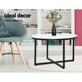 Load image into Gallery viewer, Artiss Coffee Table Marble Effect Side Tables Bedside Round Black Metal 70X70CM