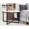 Load image into Gallery viewer, Artiss Coffee Table Marble Effect Side Tables Bedside Round Black Metal 70X70CM