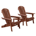 Load image into Gallery viewer, Gardeon 3PC Adirondack Outdoor Table and Chairs Wooden Foldable Beach Chair Brown