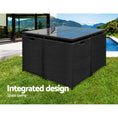 Load image into Gallery viewer, Gardeon 9 Piece Wicker Outdoor Dining Set - Black & Grey