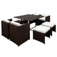 Load image into Gallery viewer, Gardeon 9 Piece Wicker Outdoor Dining Set - Brown & White