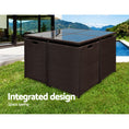 Load image into Gallery viewer, Gardeon 9 Piece Wicker Outdoor Dining Set - Brown & White