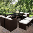 Load image into Gallery viewer, Gardeon 9 Piece Wicker Outdoor Dining Set - Brown & White
