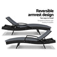Load image into Gallery viewer, Gardeon Set of 2 Outdoor Sun Lounge Chair with Cushion - Black