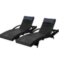 Load image into Gallery viewer, Gardeon Set of 2 Sun Lounge Outdoor Furniture Wicker Lounger Rattan Day Bed Garden Patio Black