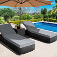 Load image into Gallery viewer, Gardeon Outdoor Sun Lounge Wicker Lounger Setting Day Bed Chair Pool Furniture Rattan Sofa Cushion Garden Patio Grey Black