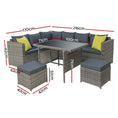 Load image into Gallery viewer, Gardeon Outdoor Furniture Patio Set Dining Sofa Table Chair Lounge Garden Wicker Grey