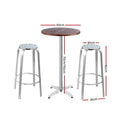 Load image into Gallery viewer, Gardeon Outdoor Bistro Set Bar Table Stools Adjustable Aluminium Cafe 3PC Wood
