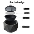 Load image into Gallery viewer, Concrete Look Fire Pit Bowl BBQ Heater Charcoal Wood Portable Grill Cooking Camping Outdoor