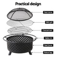 Load image into Gallery viewer, 30" Steel Fire Pit Smoker BBQ Grill Heater Charcoal Wood Portable Outdoor