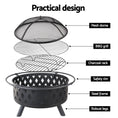 Load image into Gallery viewer, 32" Steel Fire Pit Smoker BBQ Grill Heater Charcoal Wood Portable Outdoor