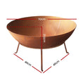 Load image into Gallery viewer, 70cm Rustic Iron Fire Pit BBQ Heater Charcoal Wood Portable Grill Cooking Camping Outdoor Backyard