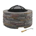 Load image into Gallery viewer, Stone Base Fire Pit BBQ Heater Charcoal Wood Portable Grill Cooking Outdoor