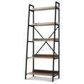 Load image into Gallery viewer, Artiss Bookshelf 5Tier Metal Bookcase Bookshelves Oak Book Shelf Display Storage