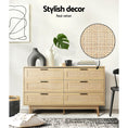 Load image into Gallery viewer, Artiss 6 Chest of Drawers Rattan Tallboy Cabinet Bedroom Clothes Storage Wood